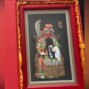 Traditional Warrior Mixed Media Art in Green and Gold